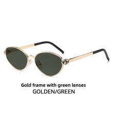 (Green)Lunettes de soleil élégantes monture dorée avec plusieurs options de verres pour sorties fêtes d'été