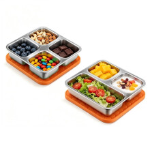 Boîte à Collations en Acier Inoxydable pour Enfants et Tout-Petits, Contenant Alimentaire Multi-Compartiment de 20 Oz Étanche Aux Fuites avec