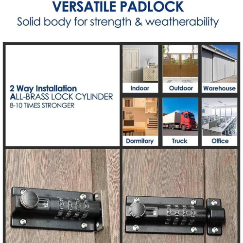 Combination Locking Bolt 4 Digit,Sliding Bolts- , Lockable Padbolt for Gate, Shed, Garage