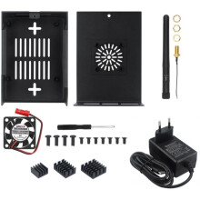 For OrangePi 4PRO Metal Case with Power Supply Enclosure with Cooling Fan & Aluminum Heatsinks Kit EU Plug