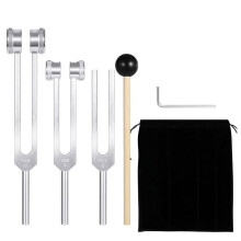 Tuning Fork Set 128Hz 256Hz 512Hz with Reflex Hammer