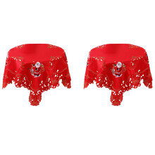2X Christmas Embroidered Table Cloth,Hollow-Out Round Table Linen,for Restaurant Dinning Xams Party Banquet, 33 Inch