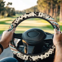 Aztec Tribal Cow Print Golf Cart Steering Wheel Cover 1 Pack