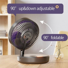 Nuovo Ventilatore Portatile Multifunzionale 3IN1 Ricaricabile da Muro Ventilatore Pieghevole A 90 4 Velocità con Luce Notturna Calda