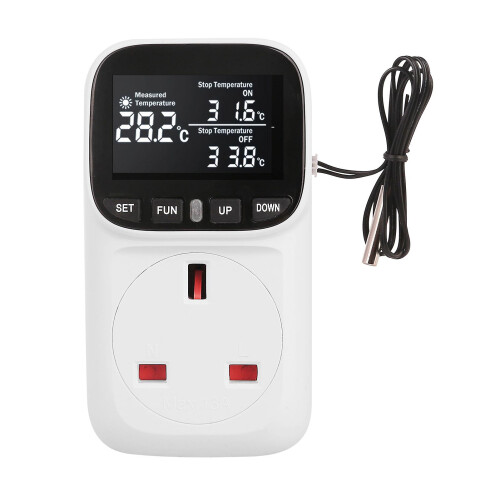 (UK Plug) High Precision Digital Display 230V 16A Temperature Controller Socket