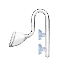 (S) Transparent Glass Aquarium Lily Pipe Outflow Filter 10mm 13mm 17mm with Suction Cups