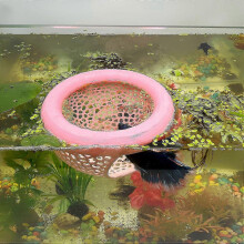 (Pink) Floating Betta Skins BettaShrimpFeeder Cave Hammock Feeding Rings Aquarium Hiding Decor