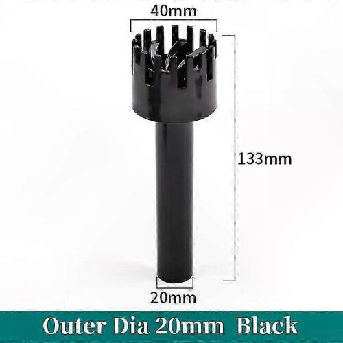 (Black-20mm) PVC Pipe Surface Skimmer Spin Inflow Filter for Aquarium Plant Cleaning
