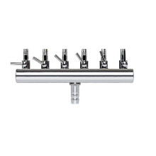 (Silver, 6 Way) 2 Way Air Splitter Valve for Aquarium Tank - Air Flow Distributor with Lever Control