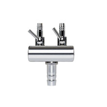 (Silver, 2 Way) 2 Way Air Splitter Valve for Aquarium Tank - Air Flow Distributor with Lever Control