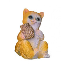 (6) Funny Cute Fishing Kitten Aquarium Glass Wall Pendant Resin Statue Cartoon Fish Tank Decor