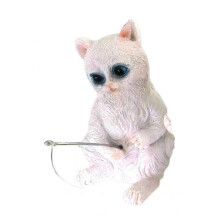 (1) Décoration murale en verre représentant un chaton pêcheur mignon et amusant, statue en résine pour aquarium.