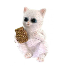 (3) Funny Cute Fishing Kitten Aquarium Glass Wall Pendant Resin Statue Cartoon Fish Tank Decor