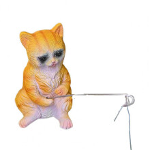 (5) Funny Cute Fishing Kitten Aquarium Glass Wall Pendant Resin Statue Cartoon Fish Tank Decor