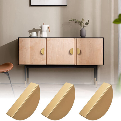 24Pack Champagne Drawer Pulls,2.5 Inch Half Moon Cabinet Drawer Pulls Kitchen Handles, Modern Cabinet Hardware Pulls