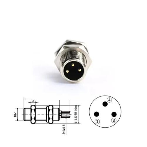 M8 Sensor Connector Panel Back Mount Waterproof Flange