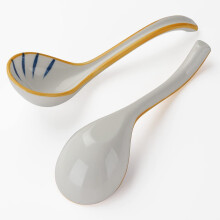 2X Ceramics Soup Spoons Set of Japanese Soup Spoon Long Handle Soup Spoons for Pho Ramen Noodles Wonton Dumpling Rice