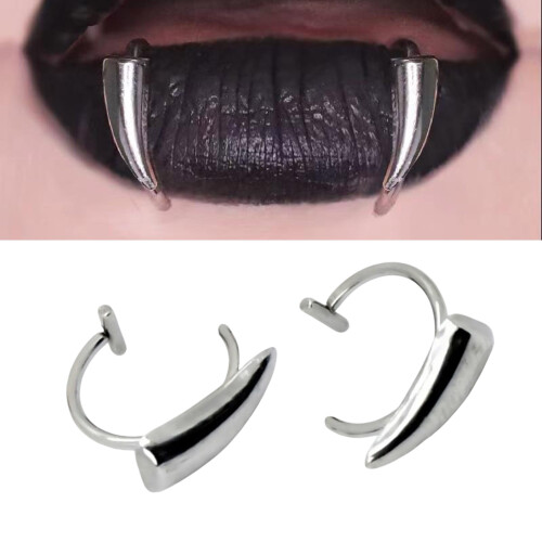 Fang Lip Cuffs Stainless Steel Non-Piercing Studs 1