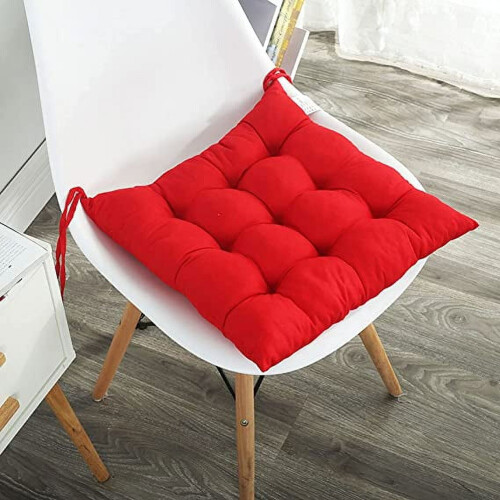 Dining Chair Cushions with Ties Red Square 4-Pack 1