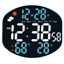 Digital Alarm Clock Wall Clock Weather Station with Humidity/Temp/Auto Dimming/Date/Two Alarm Set/Standing/Hanging D