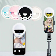 Rechargeable LED Selfie Ring Light with 3-Level Adjustable Brightness Portable Mobile Phone Lens Selfie Lamp