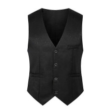 (Black, M) Gilet de costume homme coupe slim, coupe décontractée ou formelle, à simple boutonnage