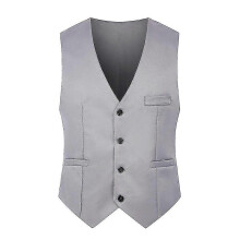 (Grey, L) Gilet de costume homme coupe slim, coupe décontractée ou formelle, à simple boutonnage