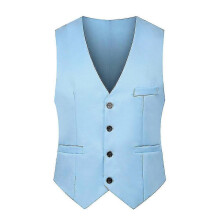 (Sky Blue, 5XL) Gilet de costume homme coupe slim, coupe décontractée ou formelle, à simple boutonnage