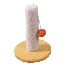 (Yellow Pink) Indoor Cat Scratching Post Scratch Resistant Coral Fleece Cute Shape Stable Comfortable
