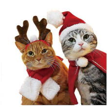 (Saliva Towel) Christmas Pet Hat Cute Antler Plush Rabbit Ear Stretchy Bib Cat Headgear Birthday Halloween