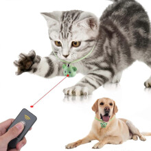 (Cat) USB Rechargeable LED Cat Collar Toy Remote Bell Interactive Light Adjustable Indoor Cats