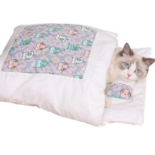 (C, M) Warm Winter Removable Cat Bed & Sleeping Bag Cat House Small Pet Bed