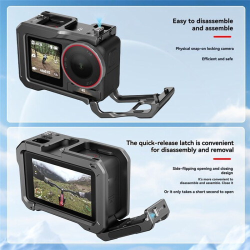 Quick Release Cage for OSMO ACTION 5PRO  Camera Foldable Mount with Cold Shoe Full Protective Frame Case