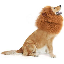 (BROWN, Head circumference 74cm) Funny Pet Lion Mane Wig Dog Costume for Halloween Christmas