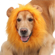 (ORANGE, Head circumference 32cm) Lustige Löwenmähnenperücke als Hundekostüm für Halloween und Weihnachten