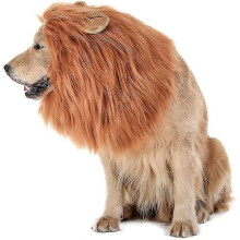 (DARK BROWN, Head circumference 32cm) Lustige Löwenmähnenperücke als Hundekostüm für Halloween und Weihnachten