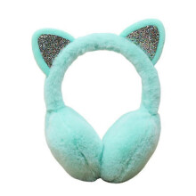 (Green) Skin-Friendly Cat Ear Muffs Plush Winter Warm For Outdoor