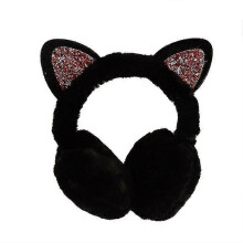 (Black) Hautfreundliche Katzenohrenschützer, flauschig, warm für den Winter und draußen