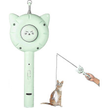 (Green) XinHan pcy Multifunktionales interaktives Katzenspielzeug mit 5 Lichtmustern, ausziehbarem Stab und Kammbürste