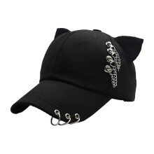 (Adult version) Breathable Kitten Ears Baseball Hat Metal Charm for Yoga Workout Daily Outdoor Sports