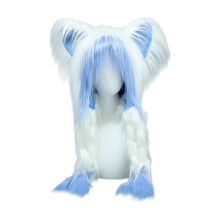(White and blue) Cat Ear Hat Windproof Floppy Ear Protector Adult Winter Cycling Skiing White Blue
