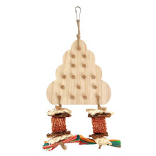 (Colorful corn husks) Wooden Block Pecking Grinding Cork Toy Perch for Small Large Birds Cage Molar Accessory