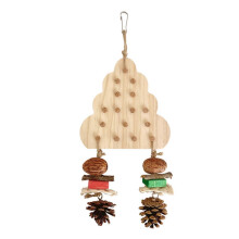 (Pine cone style) Wooden Block Pecking Grinding Cork Toy Perch for Small Large Birds Cage Molar Accessory