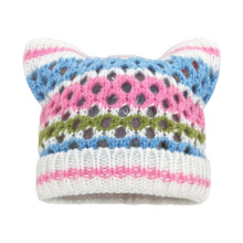 (blue pink) 2000er Jahre Hot Girl Totenkopfhut mit ausgehöhlten Katzenohren, Herbst, Frühling, Outdoor, Freizeit, Schwarz, Grau