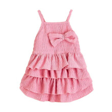 (Pink, L) Rosa gestuftes Camisole-Kleid mit Schleife, Haustier-Outfit für kleine Hunde und Katzen, Hochzeitsfeier-Fotoshooting S