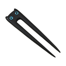 (Black) Fermaglio per capelli da gatto in legno nero, fatto a mano, regalo per gli amanti dei gatti.