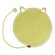 (Yellow) Gewebte Kratzmatte für Katzen und Hunde mit Cartoon-Kätzchenmotiven, verschiedene Farben (Erdfarben, Gelb, Blau)