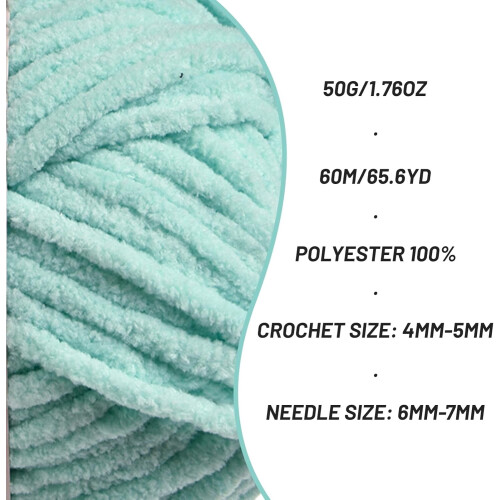 Chenille Plush Crochet Yarn 50g 65.6 Yd 1