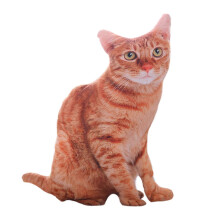 (brown cat) Almohada adorable de algodón PP suave con forma de gato 3D para niños, regalo único, gato marrón