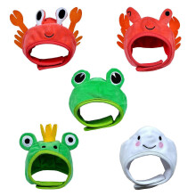 (Crown frog, S) Cute Cartoon Cat Cap - Frog Lobster Crab Cloud Shape Soft Costume Acc Safe Material Size S